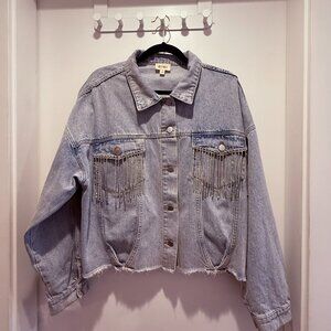 Fringe Denim Western Bomber